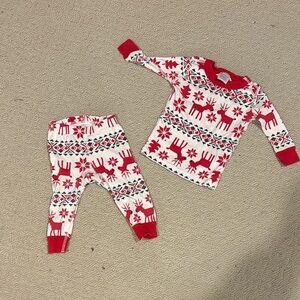 Hanna Andersson Red and White Reindeer Pajama Set 6-12 mo